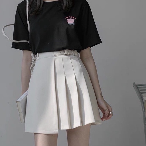 Chân Váy Xếp Ly Một Bên Chân Váy Tennis Phối Dây Thắt Lưng Khóa Cài Chất Tuyết Mưa Hàn Quốc | BigBuy360 - bigbuy360.vn