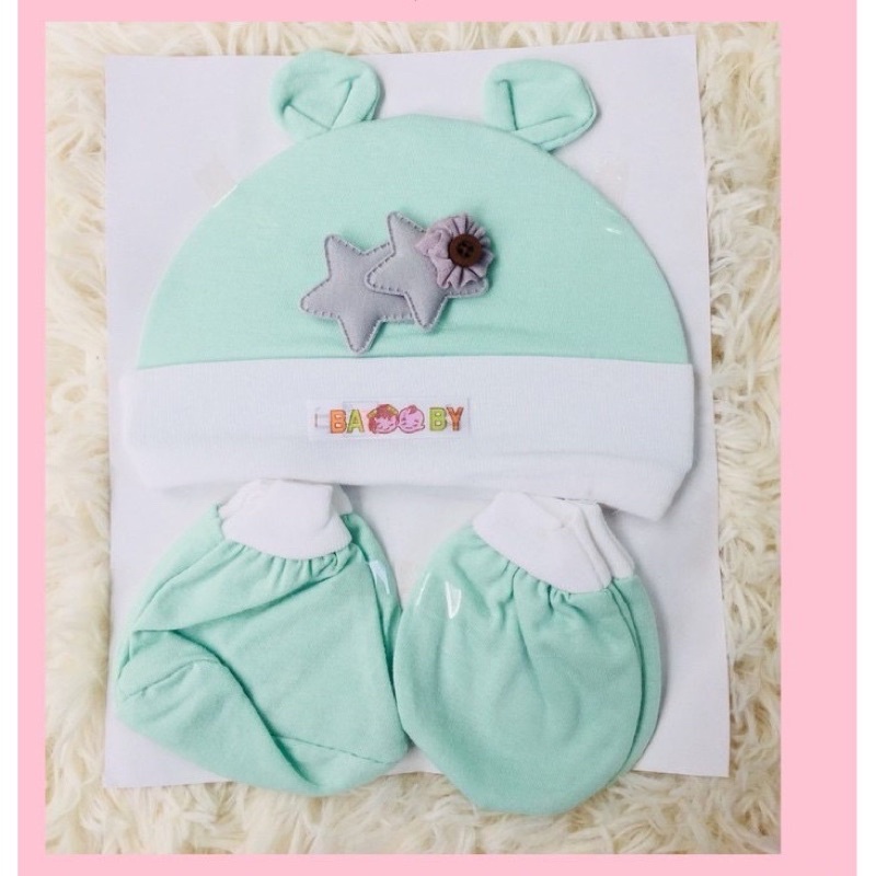 Set mũ bao tay bao chân sơ sinh đến 3 tháng tuổi cho bé trai bé gái - nón, vớ trẻ em