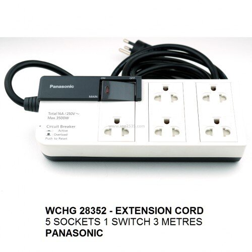 Ổ cắm kéo dài Panasonic WCHG28352 - công suất 3500w, Có công tắc an toàn, hàng chính hãng.