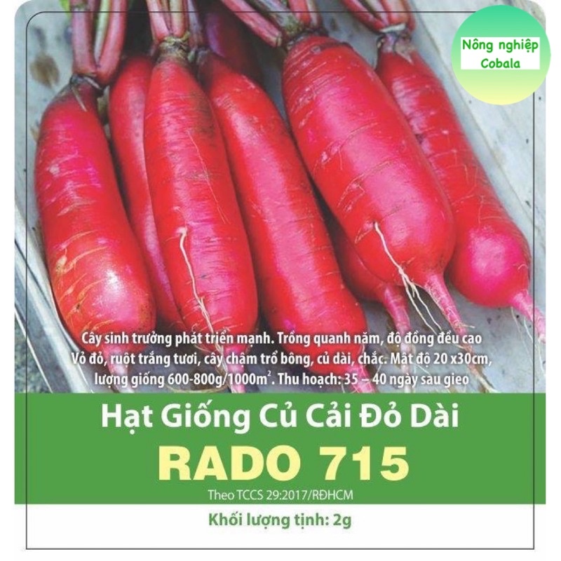 Hạt Giống Củ Cải Đỏ Dài (RD715) Năng Suất Cao 2gr