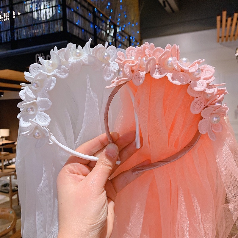 Cài tóc công chúa đính hoa voan siêu phồng cho bé