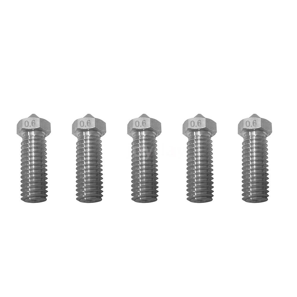 5pcs Volcano Nozzle M6 1.75mm Extruder Stainless Steel/Brass Nozzle 0.2/0.3/0.4/0.5/0.6mm for 3D Printer Head