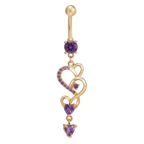 Khuyên rốn dáng dài tạo hình trái tim đính đá thời trang