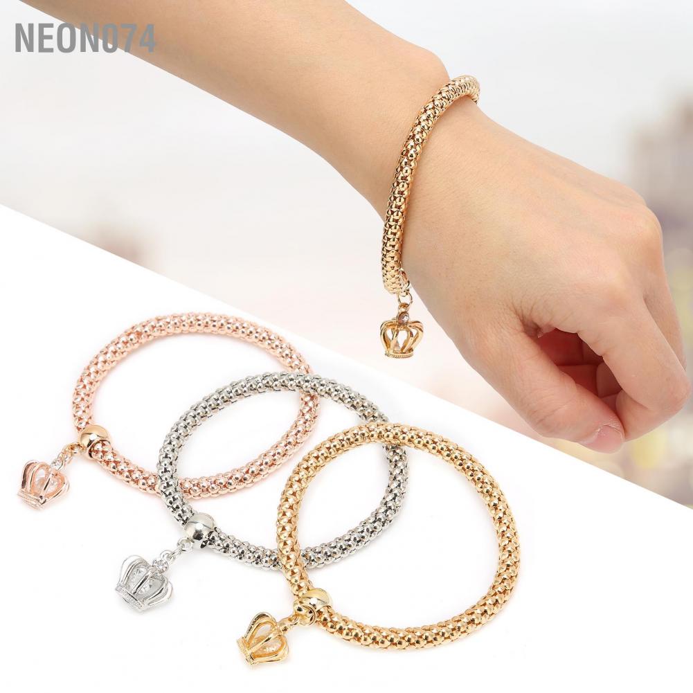 Neon074 Neon074 3 cái Vòng Tay Bỏng Ngô Hợp Kim Đàn Hồi Quyến Rũ Màu Cặp Đôi Bộ