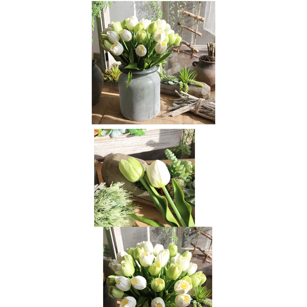 Cành Tulip mô phỏng bằng PU 51cm cao cấp nhập khẩu trang trí nhà cửa hoa cô dâu
