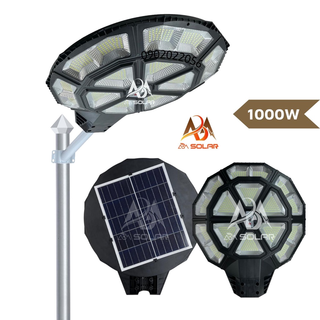[1000W] Đèn Năng Lượng Mặt Trời Sân Vườn, Đĩa Bay UFO Vuông Siêu Sáng, Chống nước IP 68, Cảm Biến Chuyển Động - ABM SOLA