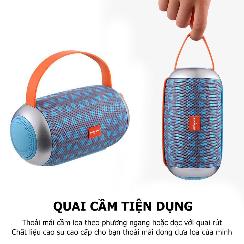 Loa bluetooth Zealot ZL112, có quay xách tiện lợi công suất tối đa 10w, dung lượng pin 2000mAh cho thời gian nghe nhạc 3