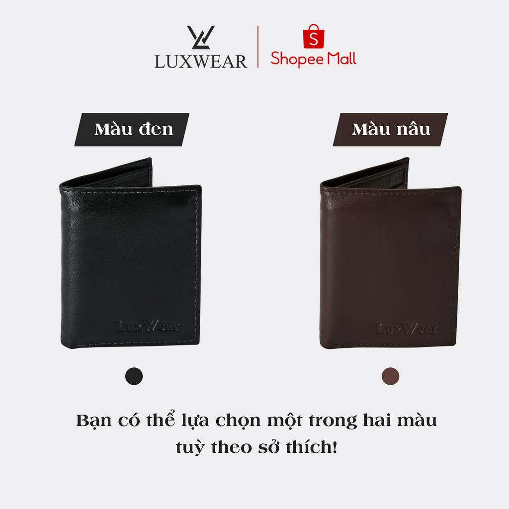 Ví da nam đứng da bò cao cấp LuxWear bảo hành 12 tháng nhỏ gọn full box có thể làm quà tặng VD02