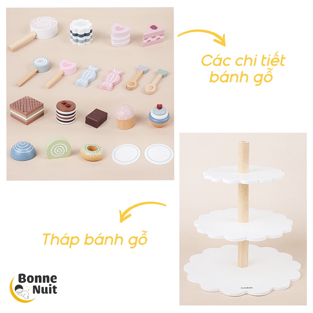 Tháp bánh đồ chơi gỗ siêu xinh cho bé Nunukids