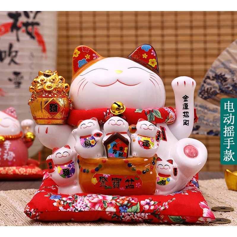 Mèo Thần Tài May Mắn Vẫy Tay Thiên Kim Vạn Lượng 18cm