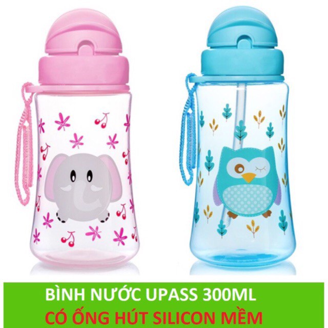 Bình uống nước cho bé có ống hút tiện lợi 300ml Upass UP0090N