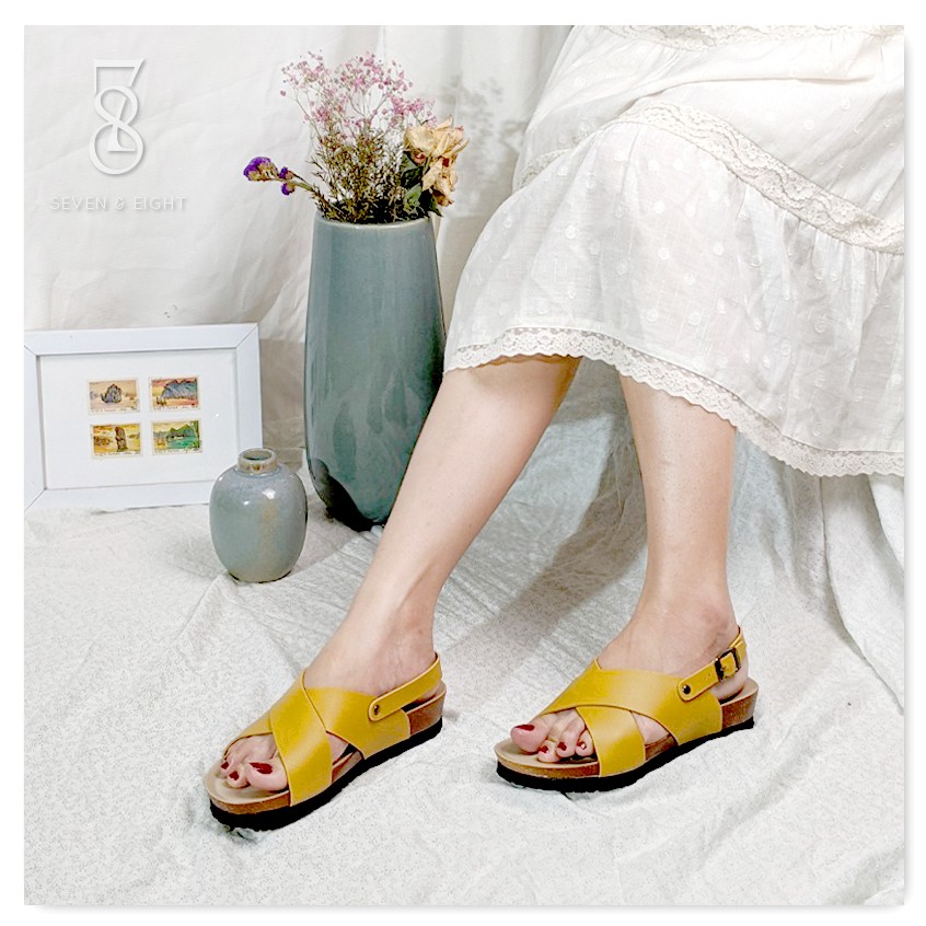 Sandal Siêu Nhẹ Quai Chéo Lớn Đế Bệt Seven & Eight 3cm - D0006