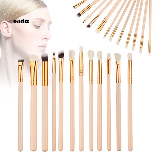 Bộ 12 Cọ Trang Điểm Chuyên Nghiệp Cán Gỗ