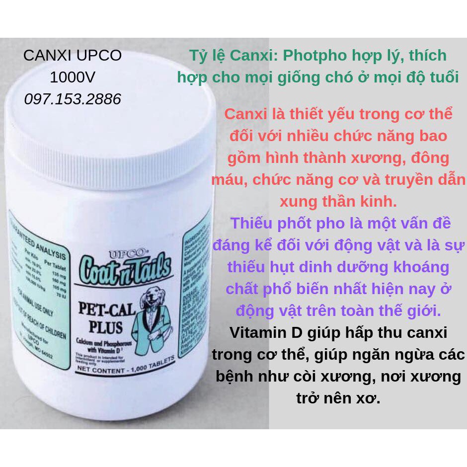Canxi UPCO dành cho chó mèo nhập khẩu Mỹ, lẻ theo viên