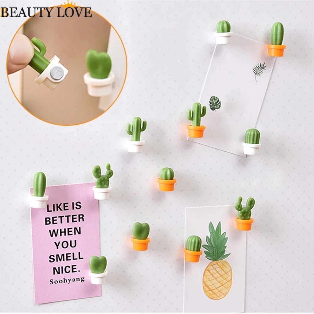 Bộ 6 Miếng Dán Nam Châm Hình Cây Xương Rồng / Hoạt Hình Mini Dễ Thương Trang Trí Tủ Lạnh / Trường Học / Văn Phòng