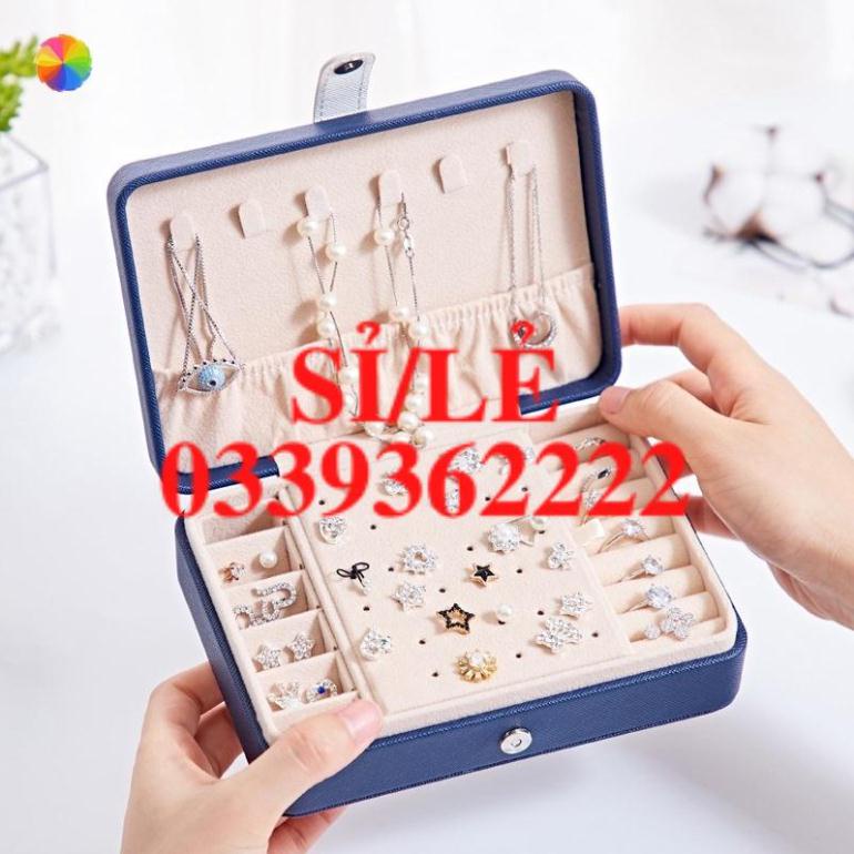 Hộp đựng trang sức bằng da PU thiết kế đơn giản đa năng tiện dụng  HAIANHSHOP