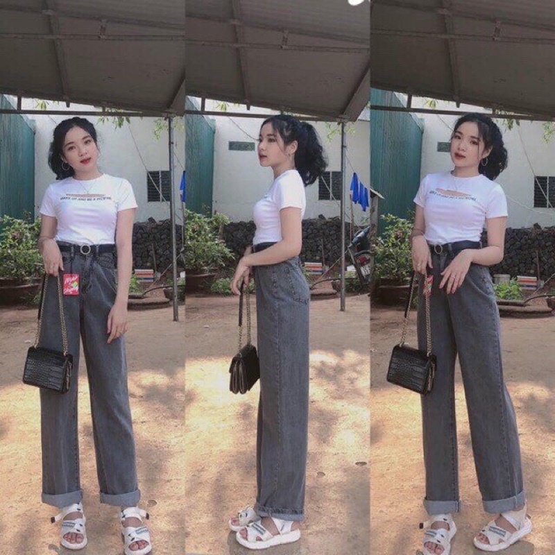 QUẦN JEANS ỐNG SUÔNG MAU NÂU ĐEN MỘT KHUYA