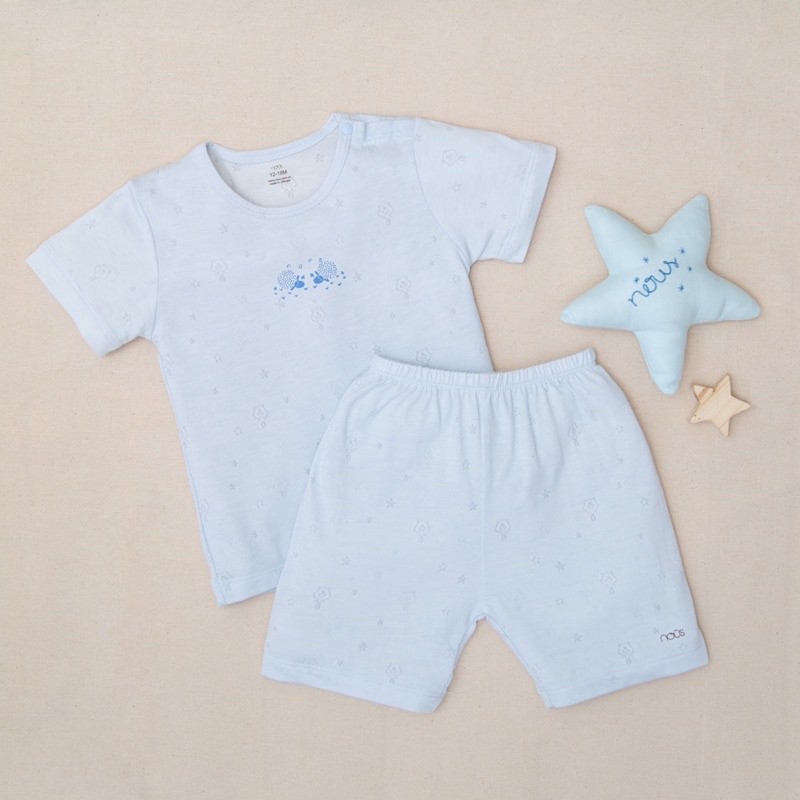 Bộ Nous cài vai hồng - xanh nhạt