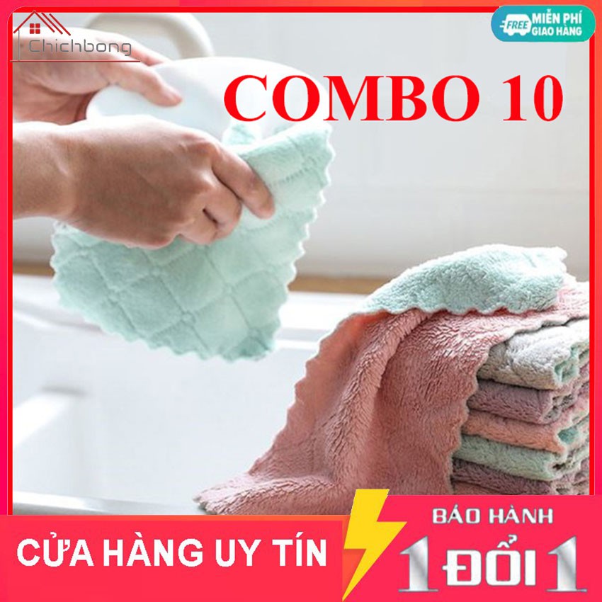 Bán Sỉ 10 Khăn Lau Nhà Bếp Đa Năng 2 Mặt Siêu Thấm Nước