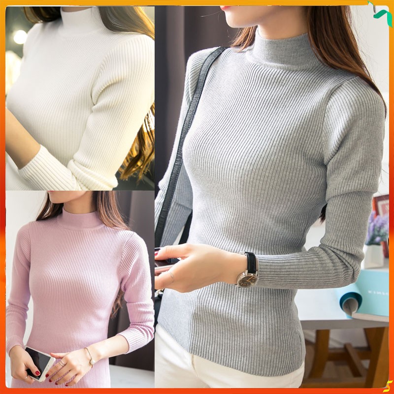Áo Len Tay Dài Cổ Lọ Phong Cách Hàn Quốc