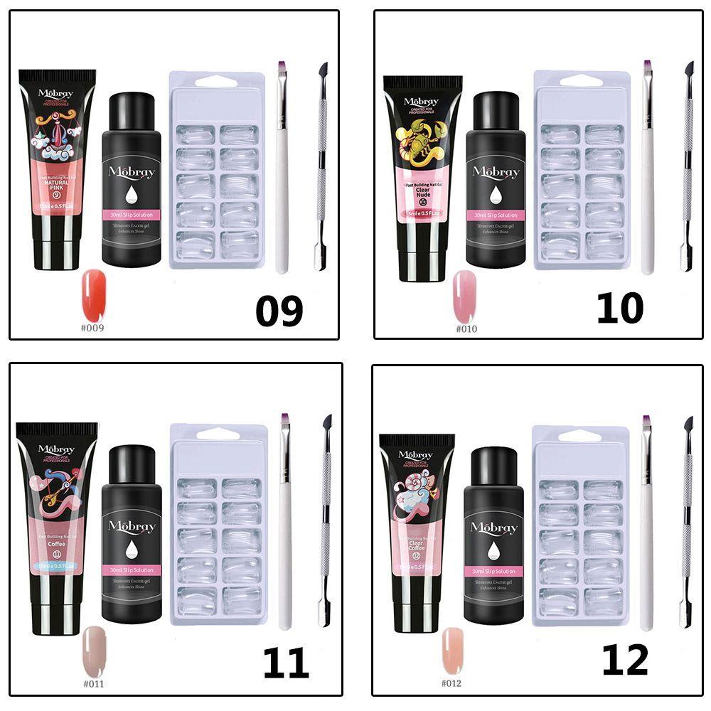 XIANSTORE Women Beauty Poly Nail Gel Kit Manicure Finger Dual Form Nail Extension Gel Set Extend Brush Builder Gel Qiuck Dry Nail Art With Nial Tips