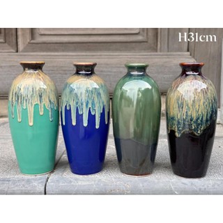 Bình Hoa Xoắn - Gốm Sứ Bát Tràng - Decor Trang Trí - Nội Thất - Men Hoả Biến