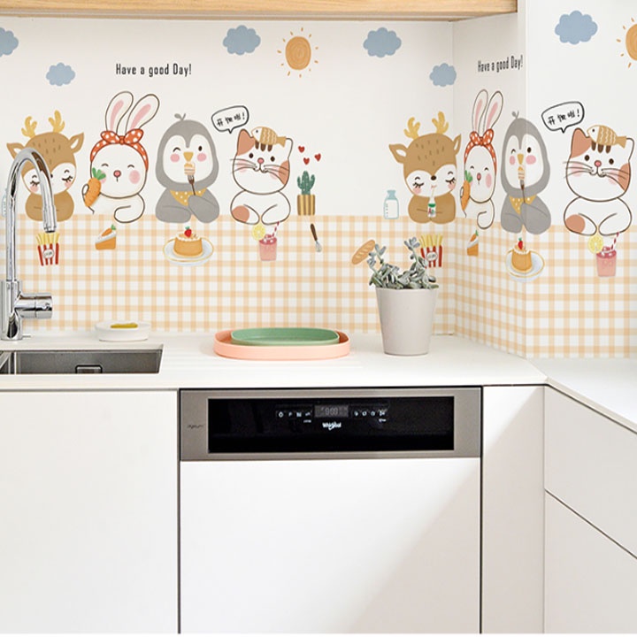 Giấy dán tường decal dán bếp chống dầu mỡ 3d chịu nhiệt ( Tranh dán bếp gia đình)