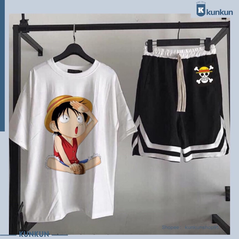Đồ Bộ One Piece, Set Áo Quần One Piece Mũ Rơm Luffy