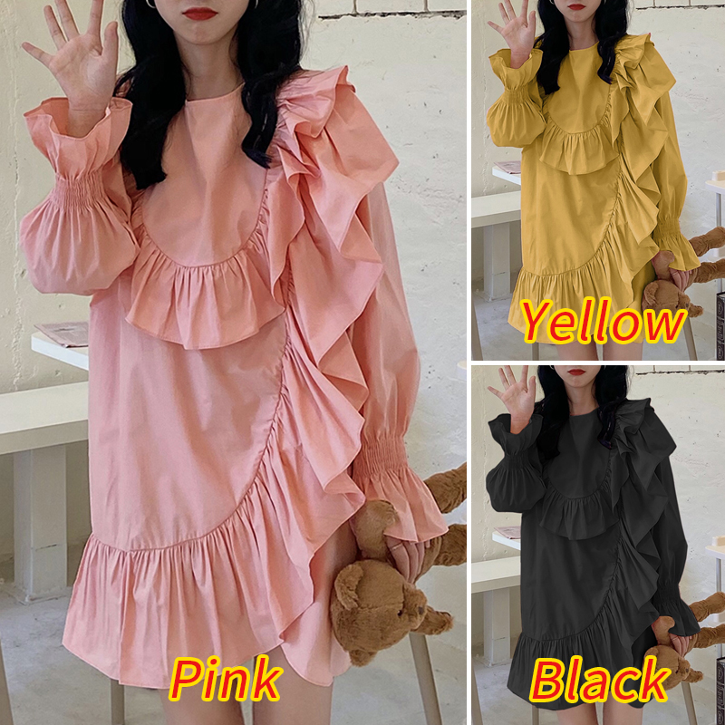 Đầm VONDA Tay Dài Phối Bèo Phong Cách Hàn Quốc Cho Nữ | BigBuy360 - bigbuy360.vn