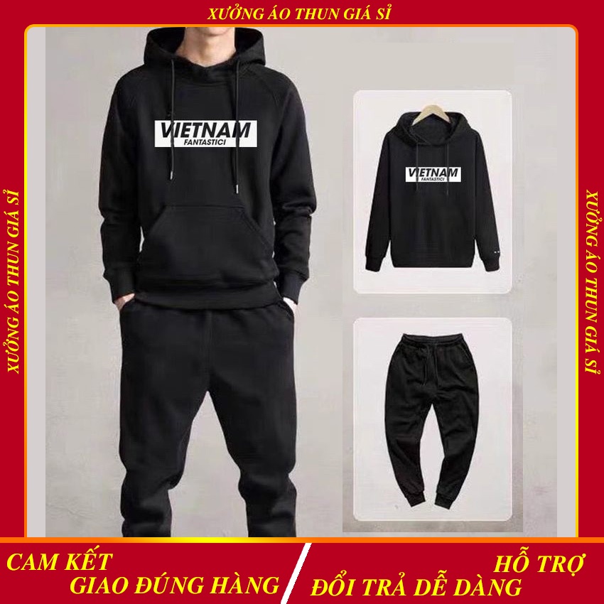Đồ bộ nam | Set áo hoodie Việt Nam Fantastici + quần Jogger | Xưởng áo thun giá sỉ