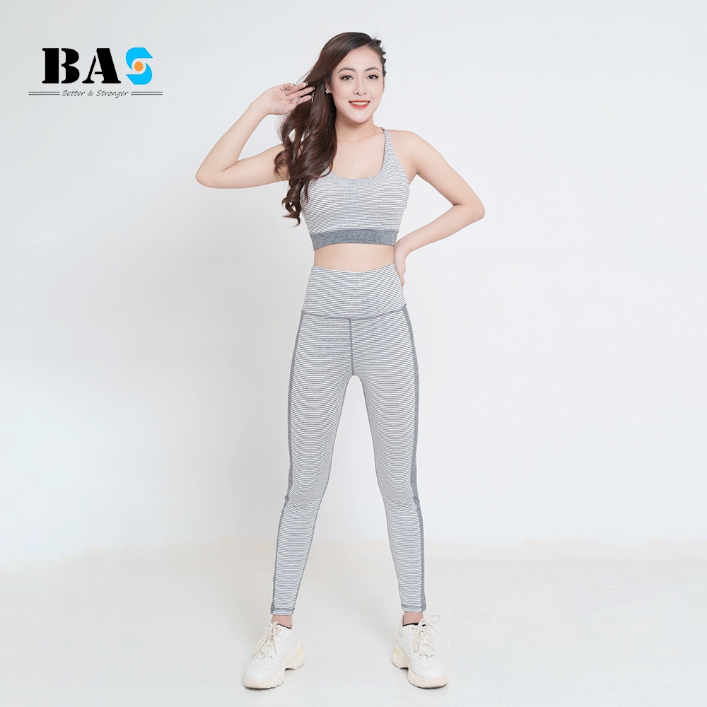 Set đồ tập thể thao tập yoga gym BAS sport bra dáng croptop phối legging dài nâng mông - S40021 -2