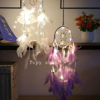 Dreamcatcher đính lông vũ màu pastel trắng /xanh /tím /hồng
