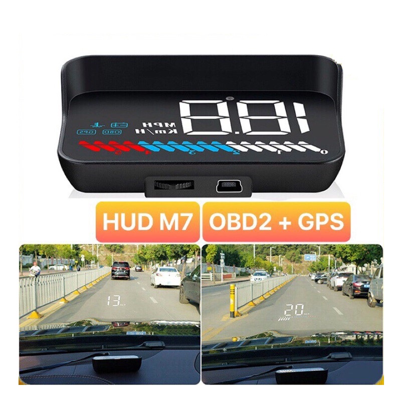 Bộ HUD Ô tô M7 OBD GPS Hiển Thị Tốc Độ Thông Tin Lên Trên Kính Lái Giá Rẻ