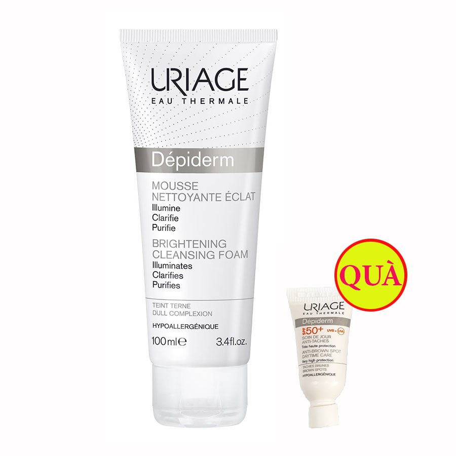 Sữa rửa mặt làm sạch và thanh khiết làn da Uriage Depiderm White Mousse Nettoyante ÉCLaircissante 100ml