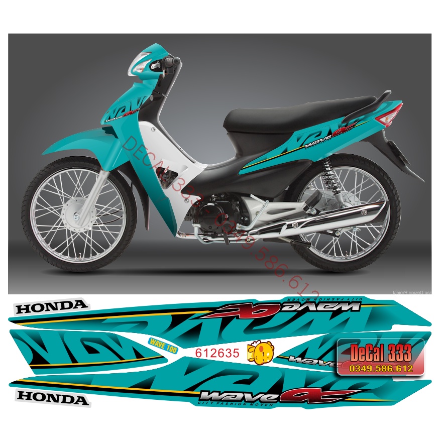 Tem rời Wave Alpha 100cc & 50cc  Nhiều lựa chọn màu sắc - Tem 3 lớp chống phai màu Mẫu 612635