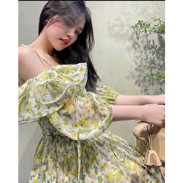 ĐẦM HOA VÀNG BÈO  RỚT VAI✨ ( có sẵn ) | BigBuy360 - bigbuy360.vn