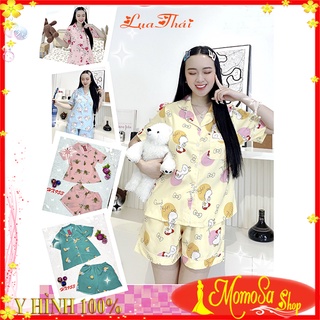 Đồ bộ nữ mặc nhà pijama tiểu thư quần đùi lụa thái momosa shop