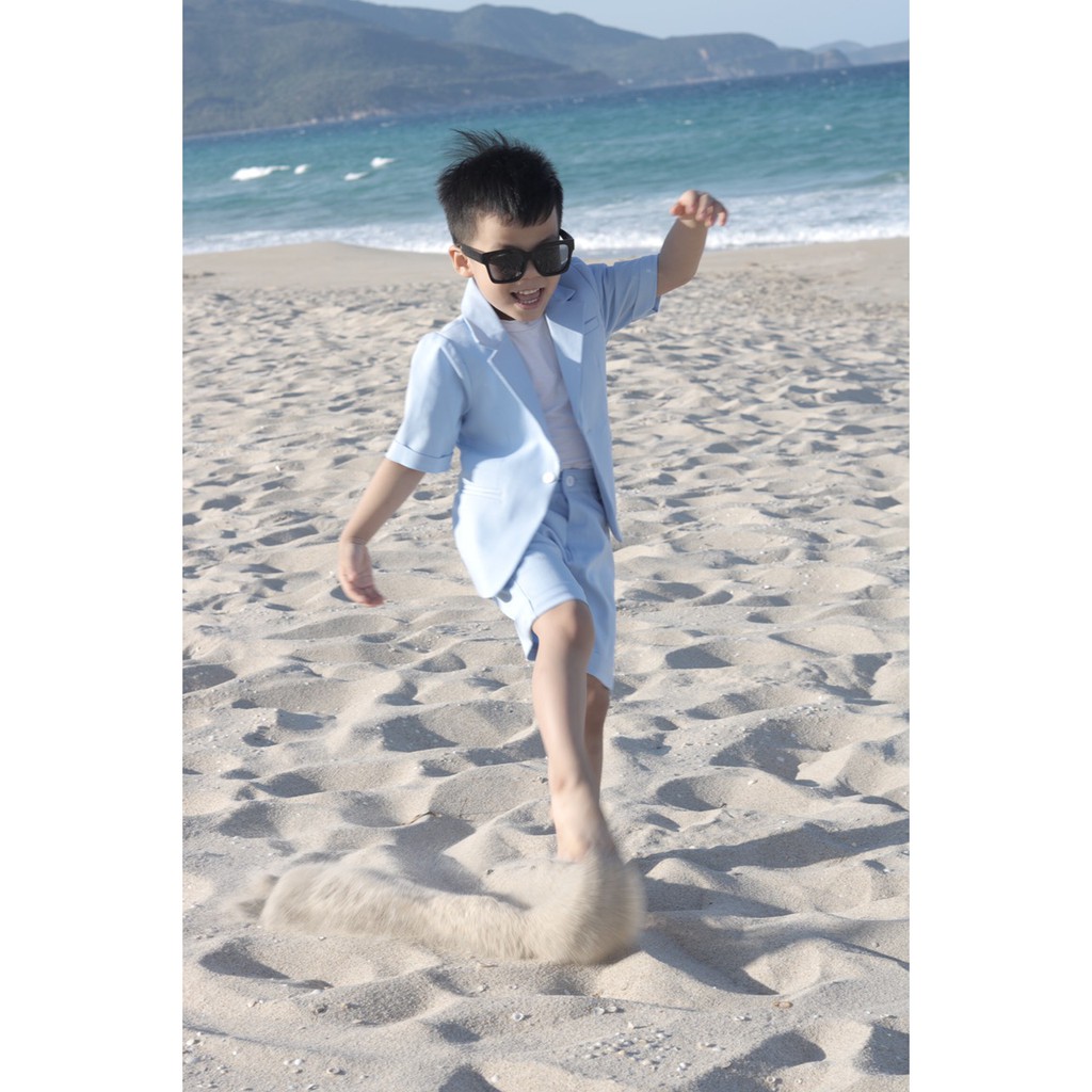 Set Vest Cộc Tay Cho Bé Trai - Màu Xanh Dương