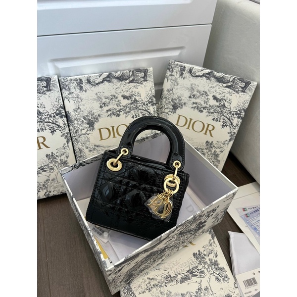 Túi Dr Lady Mini SPSL Sz 14cm Da bóng Tag Vàng Fullbox Bill+túi vải