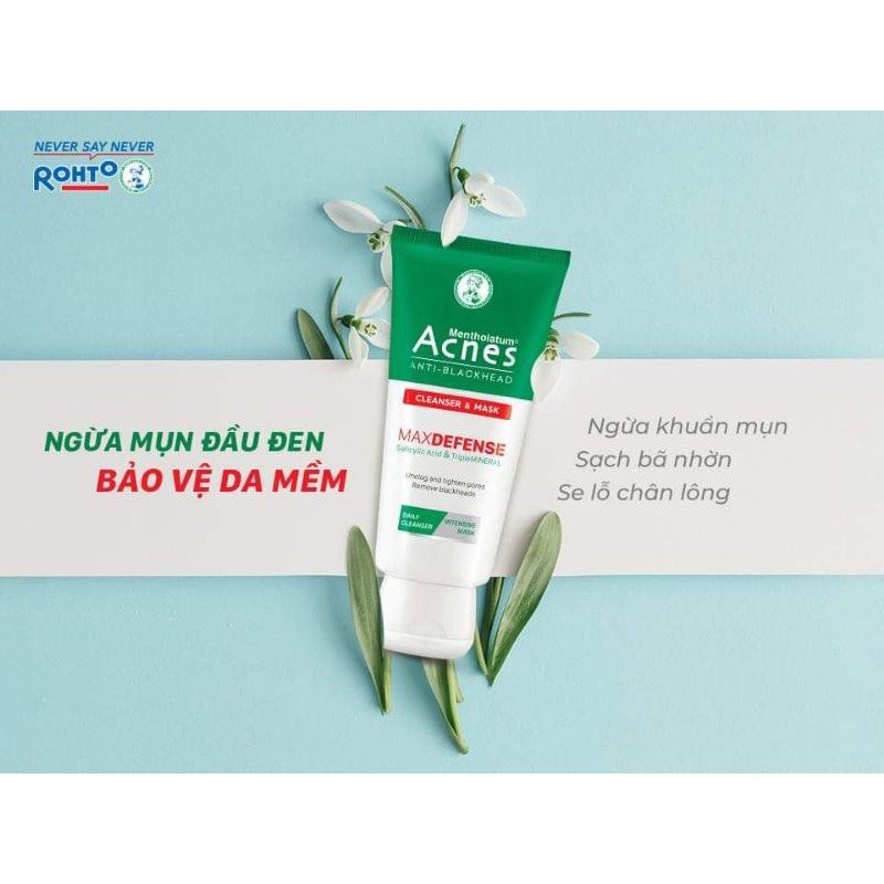 [2 TRONG 1] KEM RỬA MẶT NGỪA MỤN ĐẦU ĐEN ACNES ANTI-BLACKHEAD CLEANSER &amp; MASK 100G