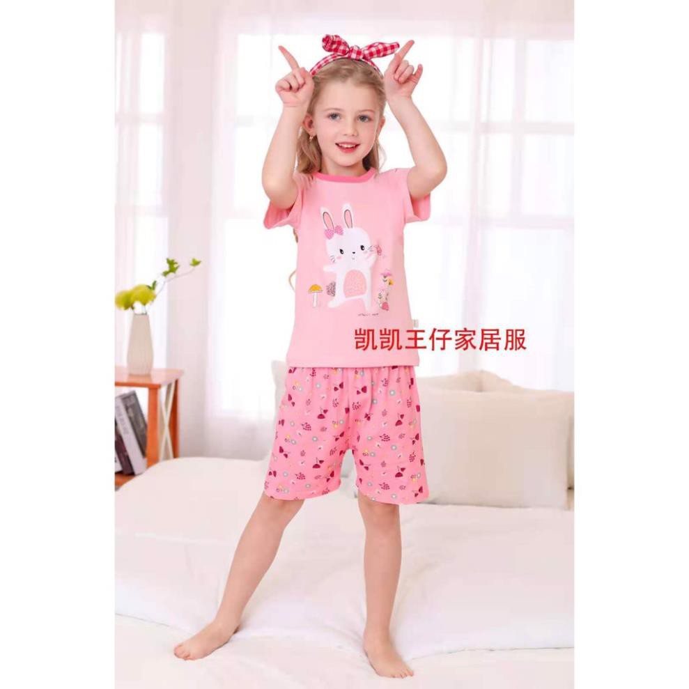 Bộ cotton bé gái 8-36kg - Bộ Quảng Châu xuất hàn Kaikai Cộc tay Bé Gái 0-10 tuổi