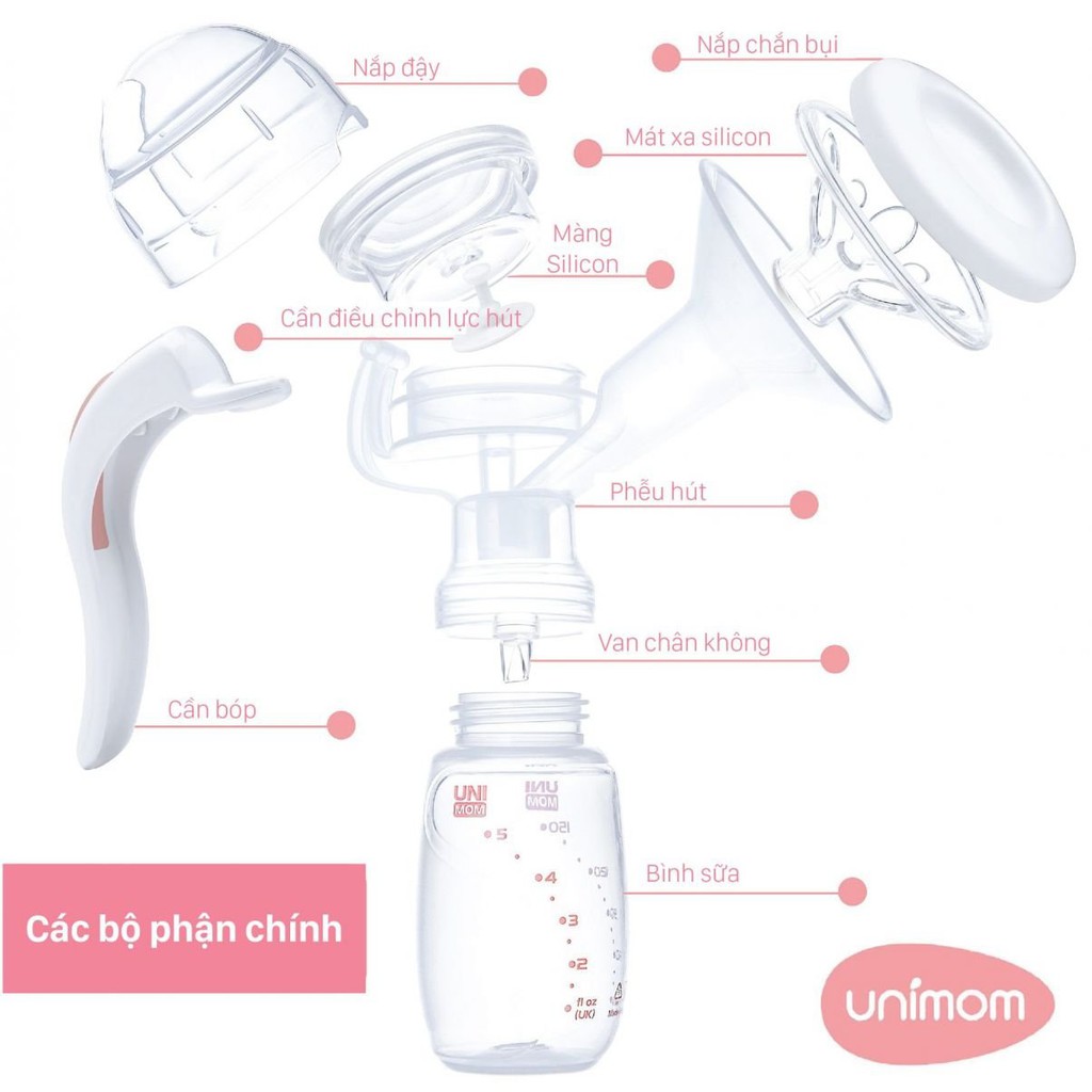 Máy hút sữa bằng tay Mezzo Unimom có matxa silicon UM871135