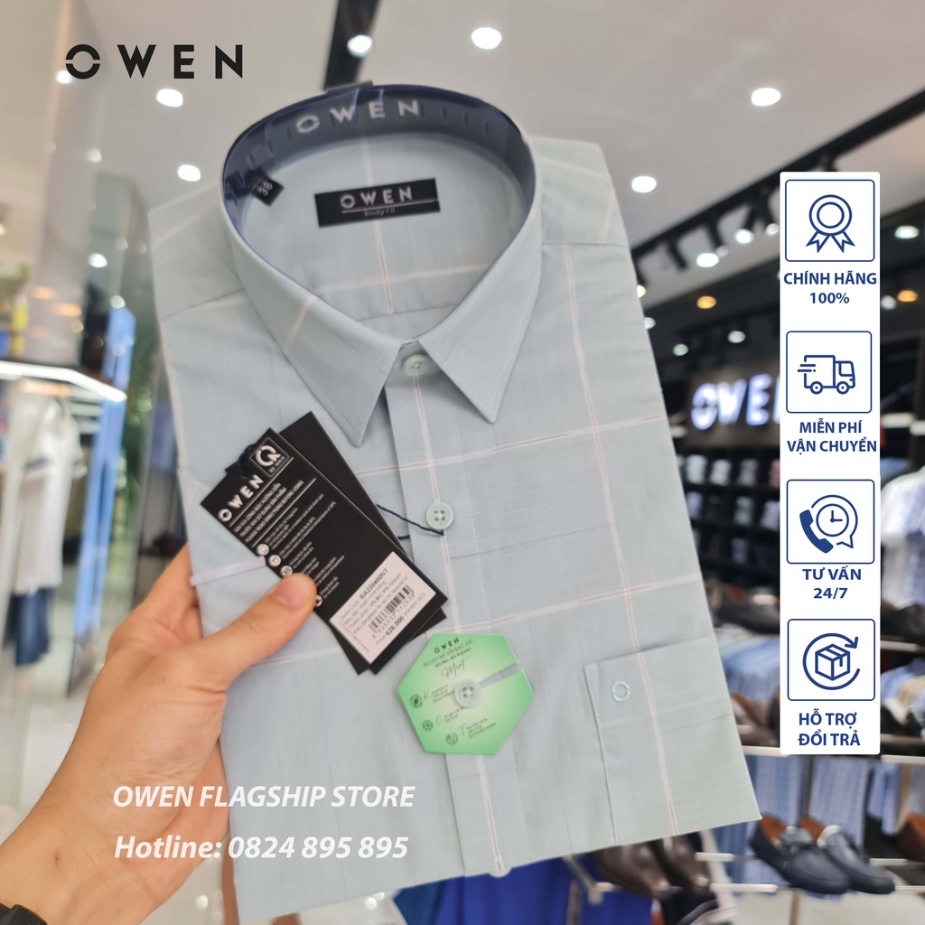 OWEN - (FREESHIP) Áo sơ mi nam cộc tay sợi Bạc Hà - Mã BA220400NT - OWEN Flagship Store
