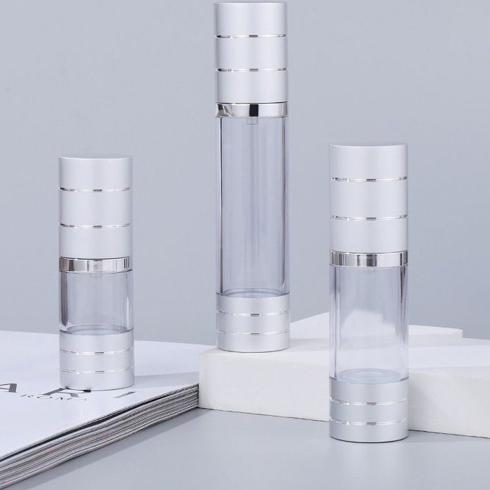 Chai Chiết Mĩ Phẩm ❤ GIÁ RẺ NHẤT ❤ Chai hút chân không trong suốt Nắp Bạc 15ml , chai xịt giọt chiết kem .