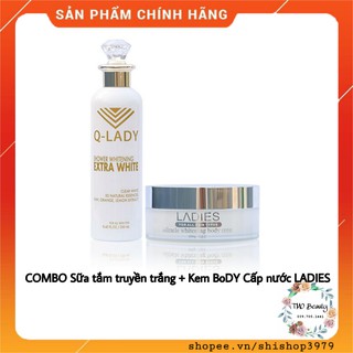 [CHÍNH HÃNG] ❤️COMBO Sữa tắm truyền trắng + Kem Body cấp nước QLADY❤️ FREESHIP❤️Dưỡng trắng da toàn thân❤️