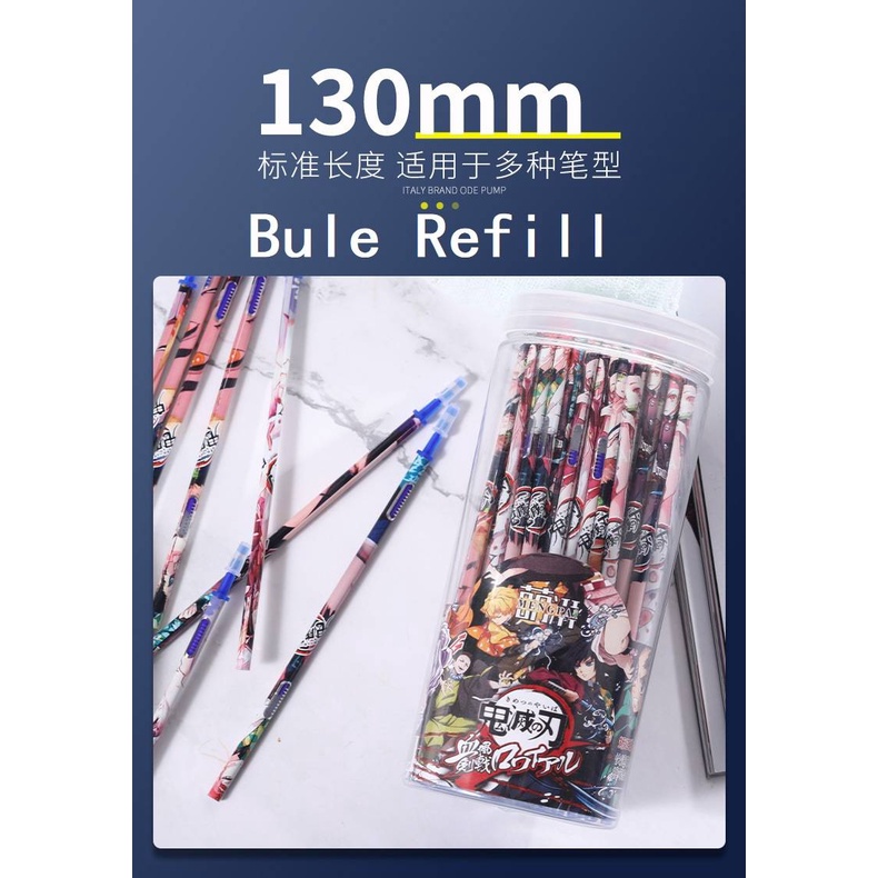 Bộ 6 bút mực gel màu xanh dương ngòi 0.5mm hình Demon Slayer Kimetsu No Yaiba Kamado Tanjirou Nezuko Rengoku Kyoujurou