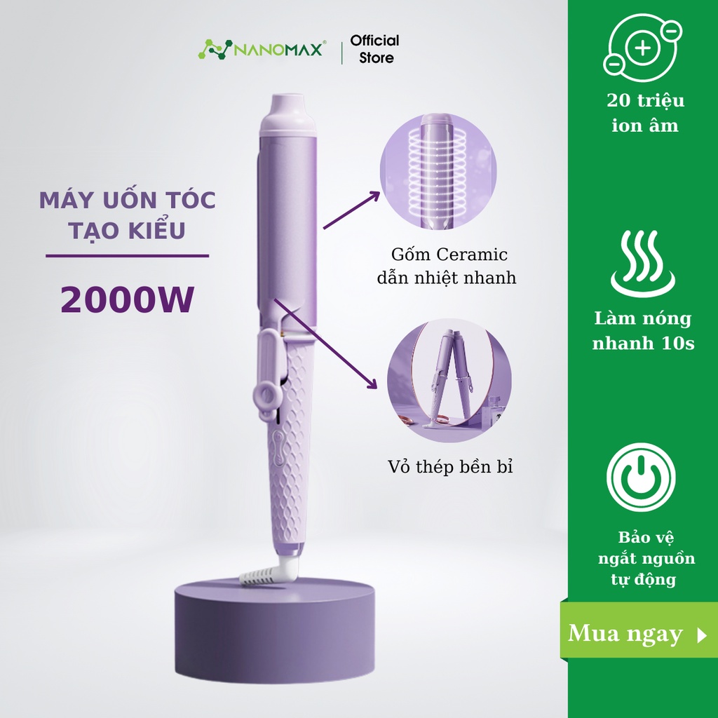 Máy Uốn Tóc Xoăn Công Nghệ Hàn Quốc NANOMAX XN-290, Chỉnh Nhiệt Chuẩn Salon Tóc , Chất Liệu Gốm Sứ - Hàng chính hãng