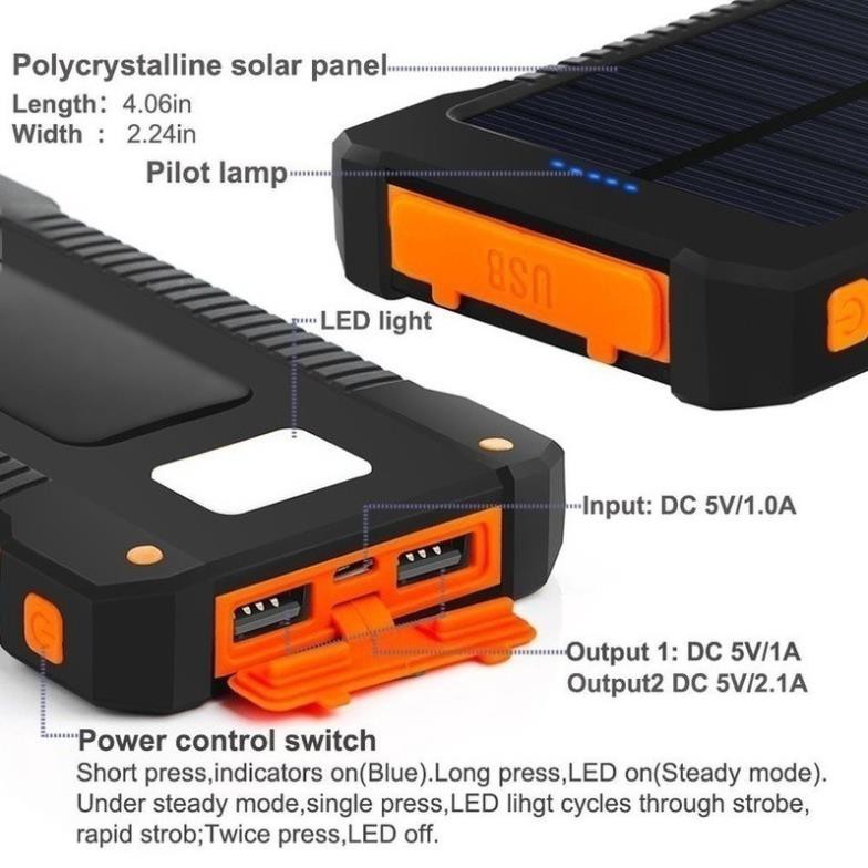 Sạc Dự Phòng 30000mah Sử Dụng Năng Lượng Mặt Trời - Hàng chính hãng - Thương hiệu  chống nước, chống sốc