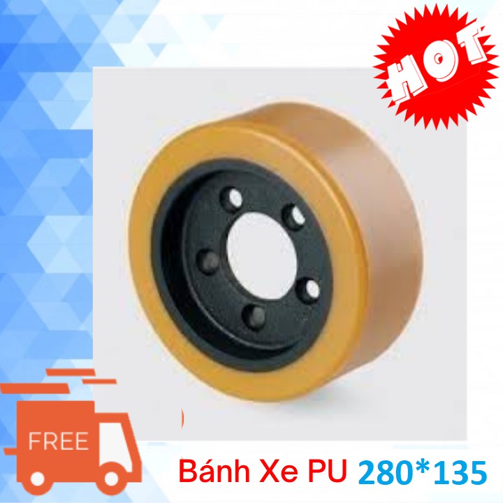 Lốp Xe nâng Điện 280x135 - Bánh Lái Xe Điện Đứng Lái 1-1.5 Tấn