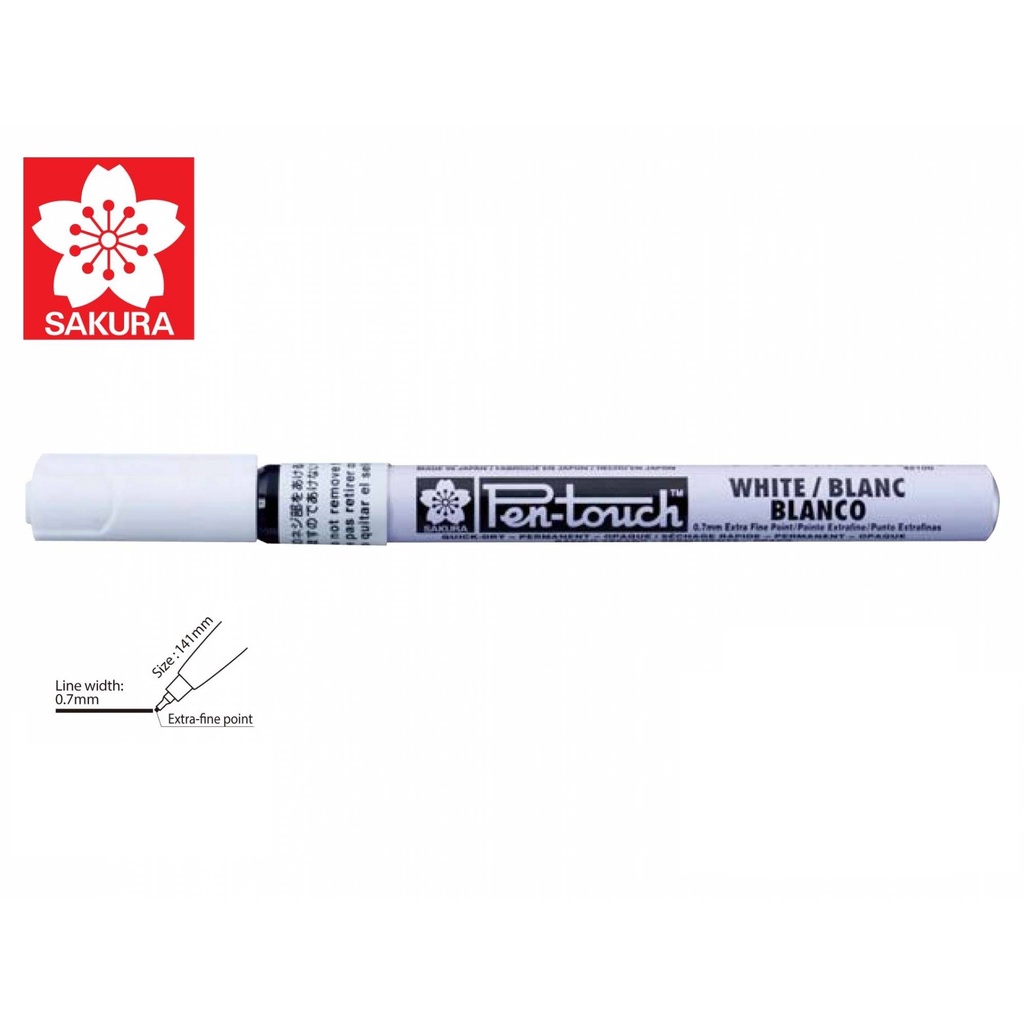 Bút sơn màu trắng Sakura Pen-touch 0.7mm white , silver, gold
